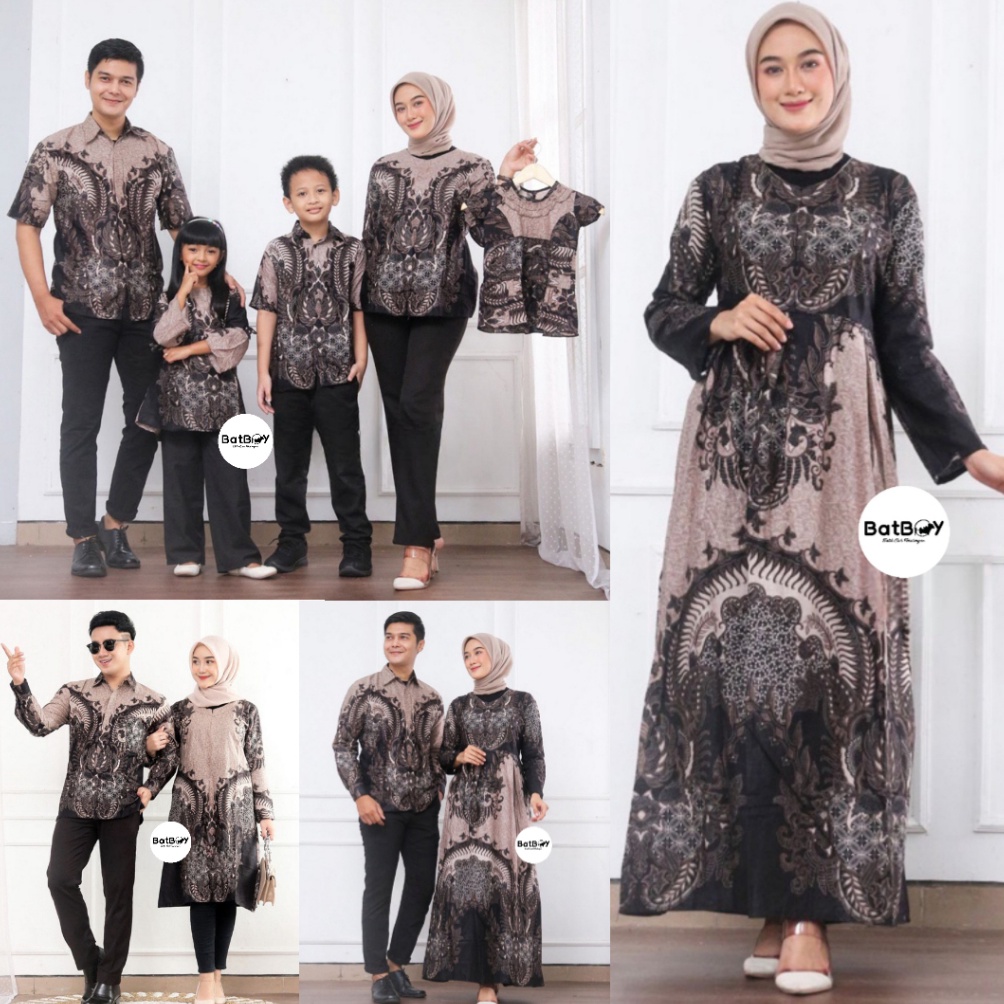 ART Q38F COD Set Baju Batik Gendhis Couple Keluarga Gamis Couple Sarimbit Keluarga Pasangan Muslim B