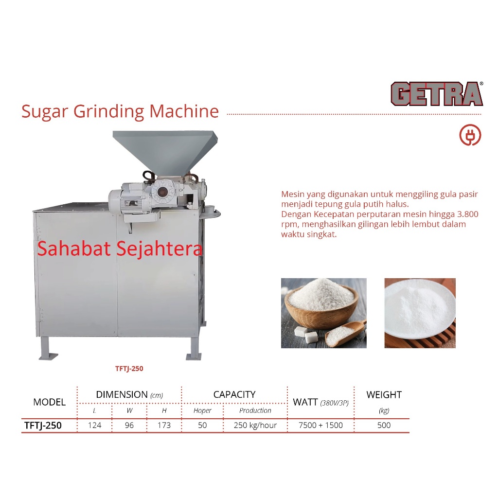GETRA Sugar Grinding Machine TFTJ-250 Mesin Penggiling Gula Menjadi Tepung Gula Halus