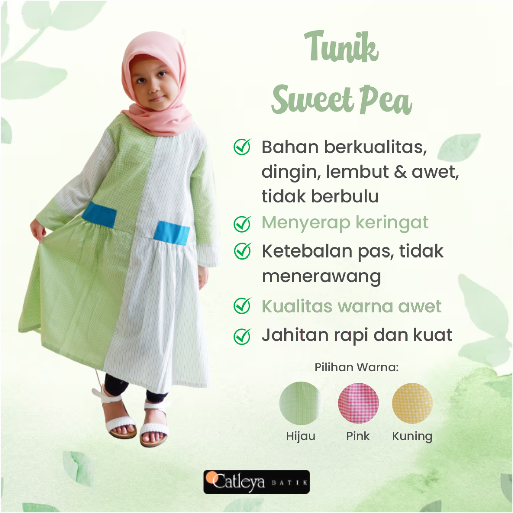 BAJU TUNIK ANAK PEREMPUAN LENGAN PANJANG SWEET PEA BLUS CEWEK REMAJA KEKINIAN