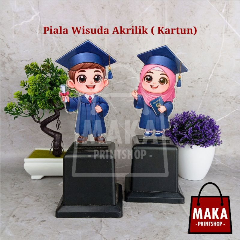 Piala Wisuda Akrilik (Kartun) - Piala Akrilik Murah - Hadiah Wisuda - Hadiah Teman - Kado Wisuda