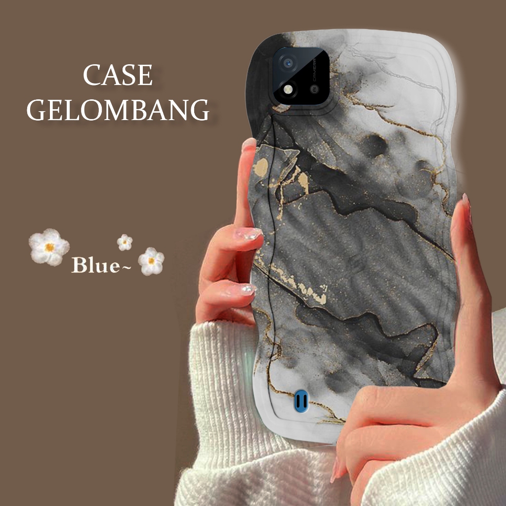 Soft Case GELOMBANG Hp Realme C11 2021 - Realme C11 2021 - Case Pro Camera - Fashion Case Motif Marb