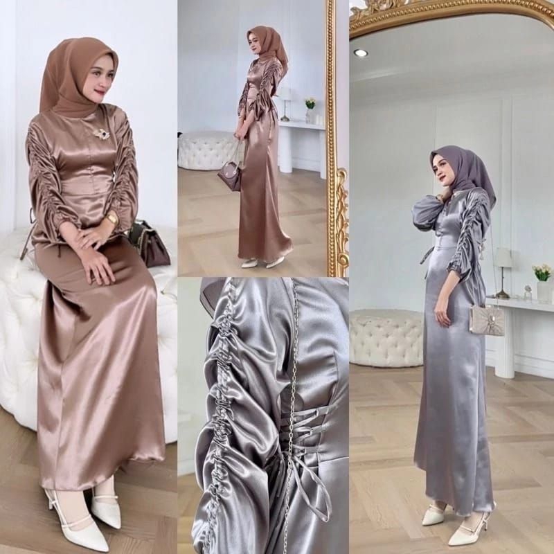 GAMIS SATIN AURORA silk premium// gamis dress satin aurora silk premium// Dress satin luxury silk pr