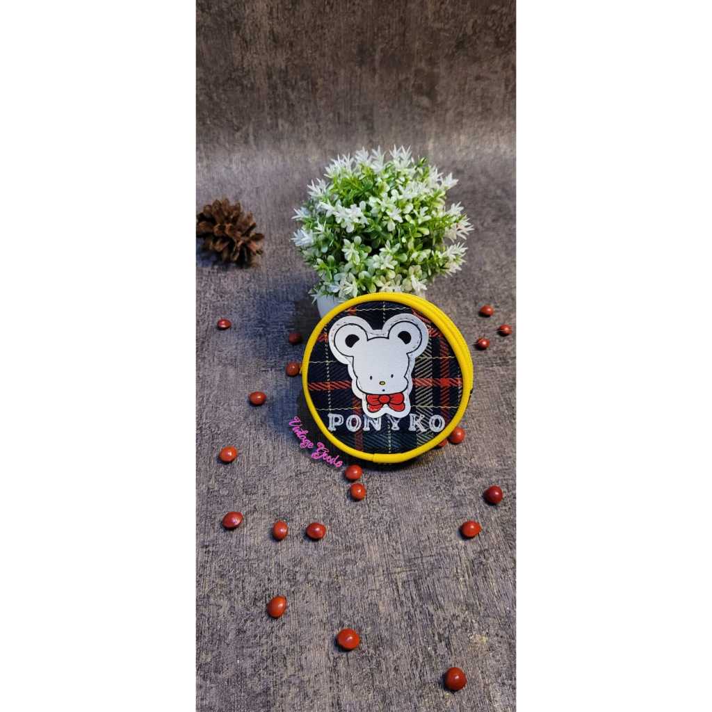 Dompet Koin Bulat Vintage 90s Ponyko Tartan Kotak-Kotak