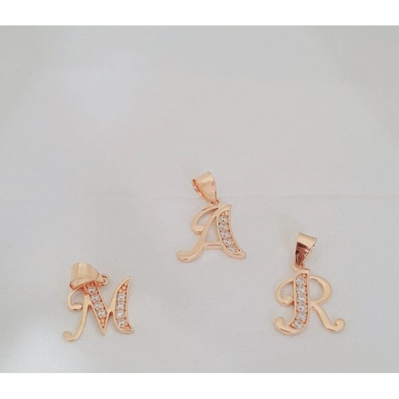 Liontin Huruf R Emas Asli Kadar 375