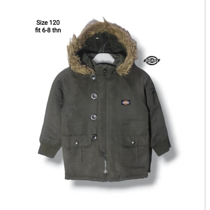 Dickies Kids Winter Coat Puffer Parka Jacket Army Size 120 fit 6-8 years (P54xL42) jaket anak