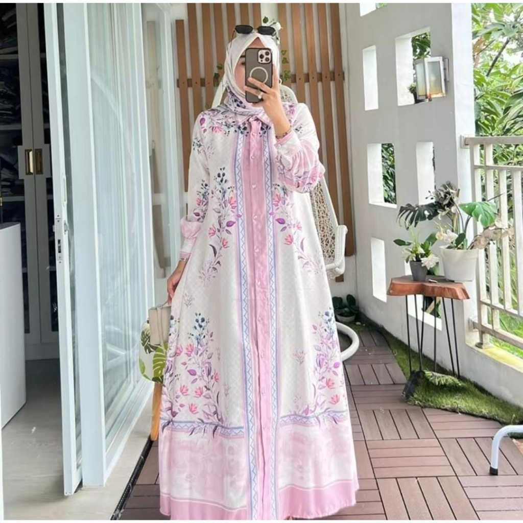 gamis shimmer silk premium import motif terbaru