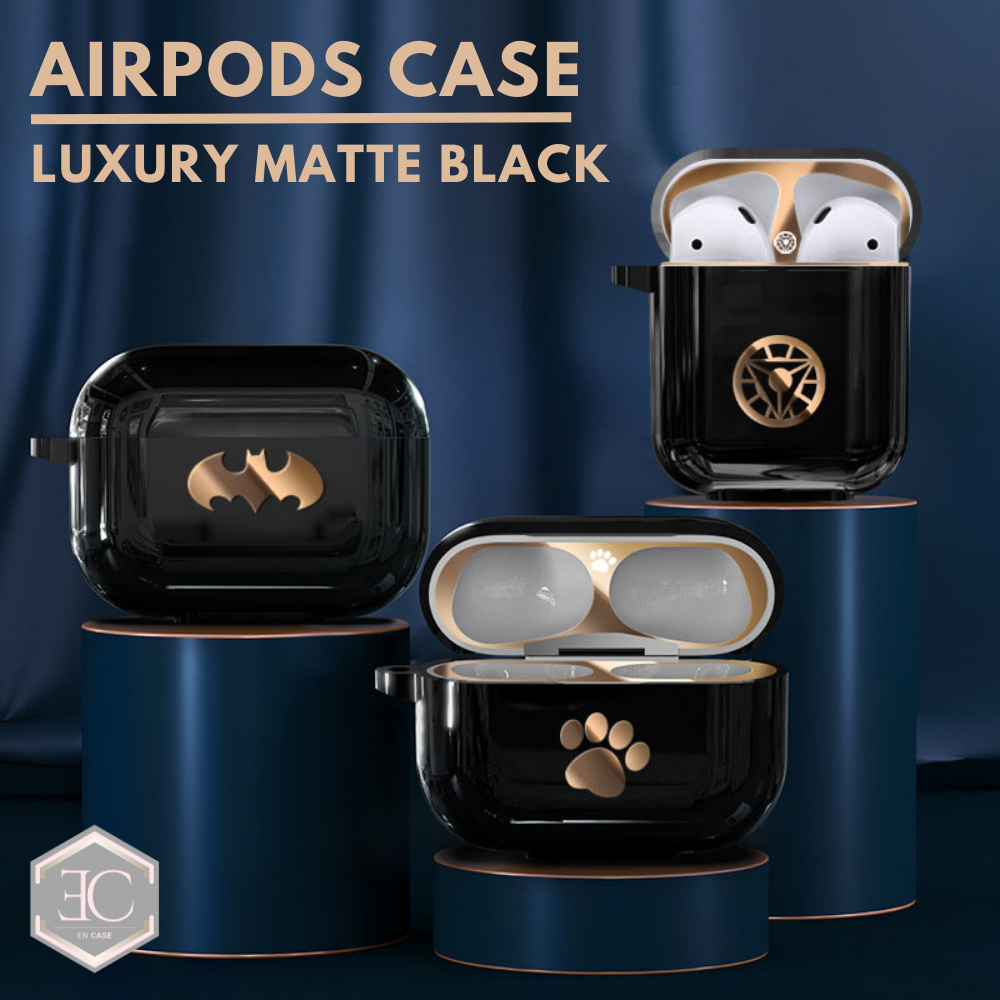 Case Airpods 1 2 Pro Premium Luxury Black Matte Casing Airpods Sticker Elegan