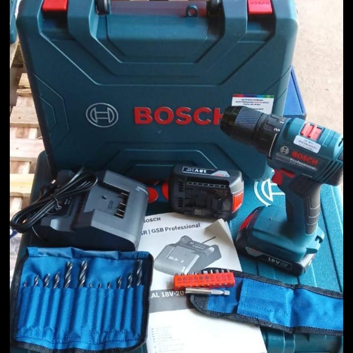 Bosch mesin bor baterai impact drill cordless GSR 185-Li 18v 2 baterai
