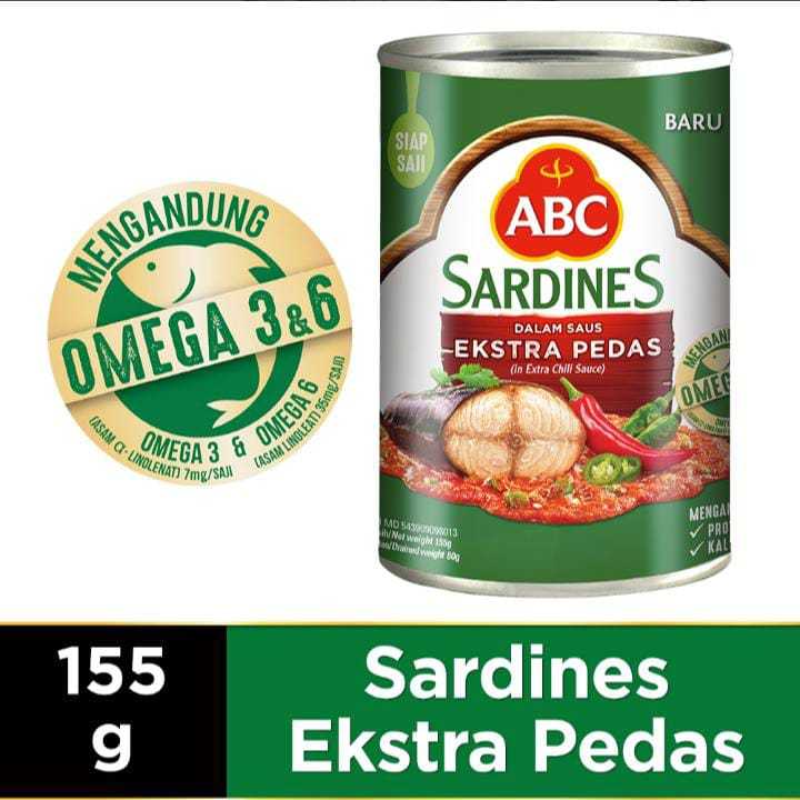 

ABC Sardines Saus Cabai / Ekstra Pedas / Tomat Kemasan Kaleng 155g