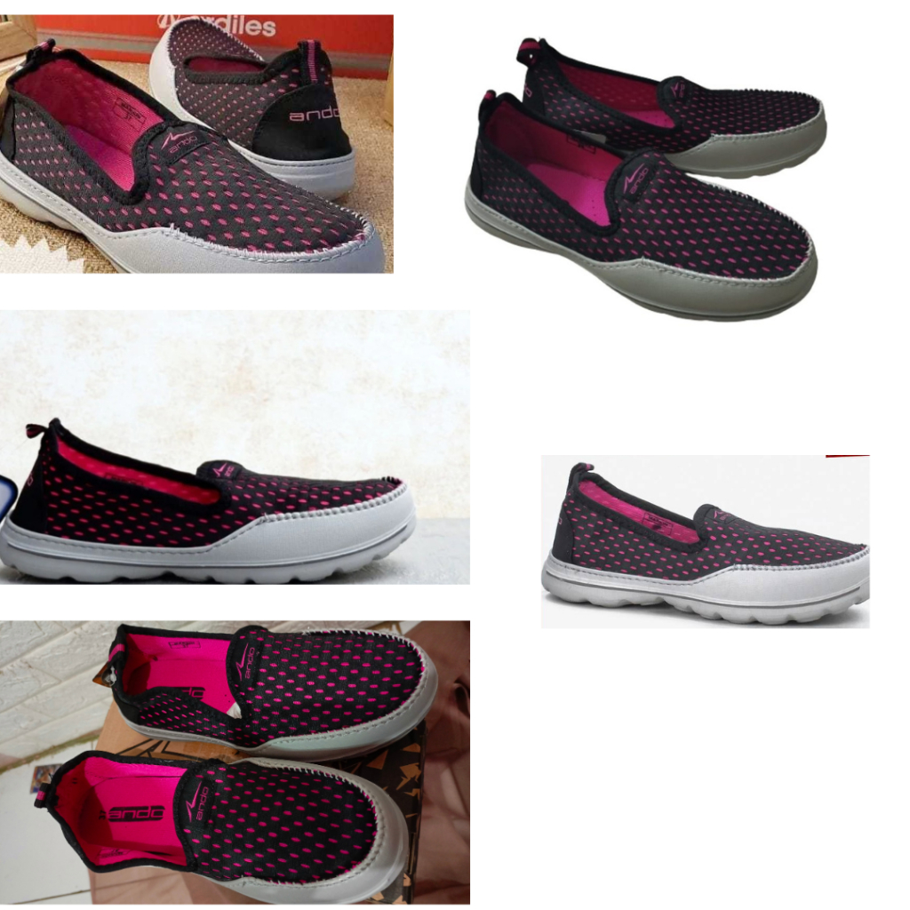 ANDO Sepatu Slip On Wanita Size 38 Warna Hitam Fusia