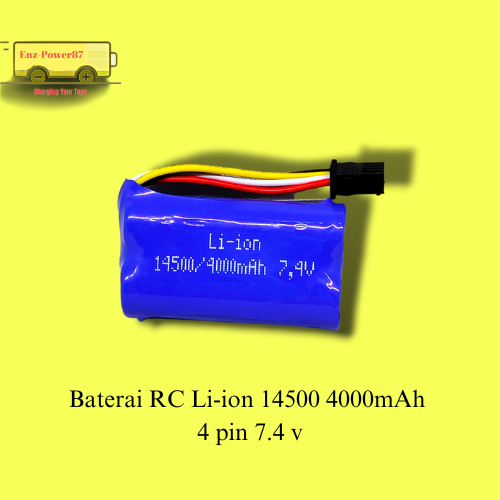 Baterai RC Li-ion 14500 4000mAh 4 pin 7.4 v