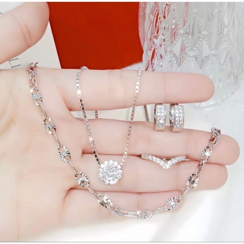 Set Perhiasan Wanita emas putih anti luntur