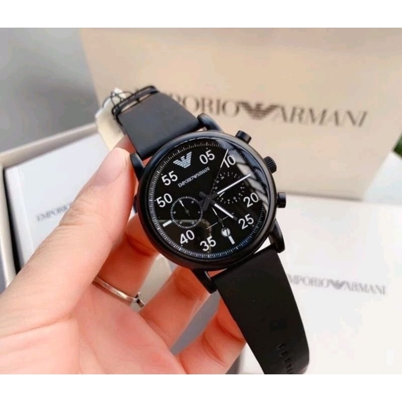 Jam Tangan Pria Emporio Armani AR11133 Chronograph Leather Strap Original