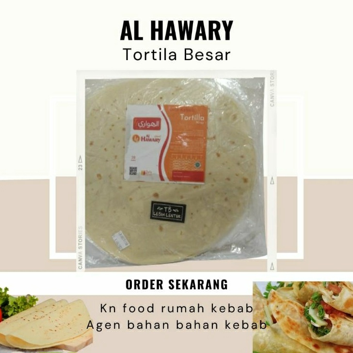 

PROMO MURAH Tortila Kebab AL HAWARY Kulit Kebab diameter 24 cm isi 2 Tortila Besar Al HAWARY