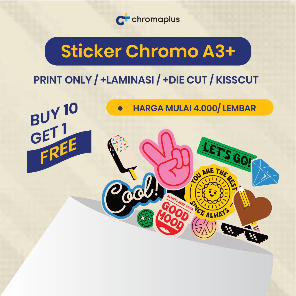 

Cetak Sticker Chromo Cut A3+ Murah | Cetak Sticker Label Kemasan Makanan & Minuman