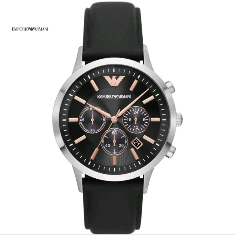 Jam Tangan Pria Emporio Armani AR11431 Chronograph Leather Strap Original