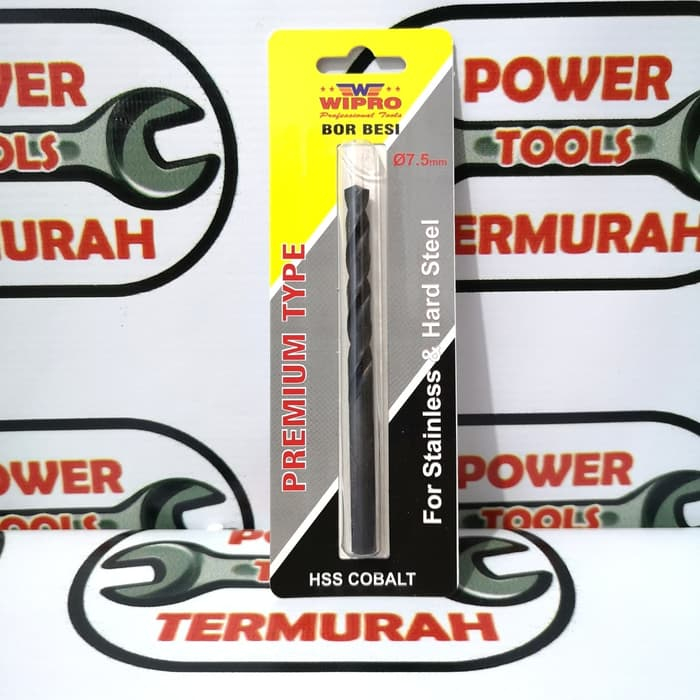 

Mata Bor Besi 7.5 mm Stainless HSS Cobalt WIPRO Hitam Stainless Steel