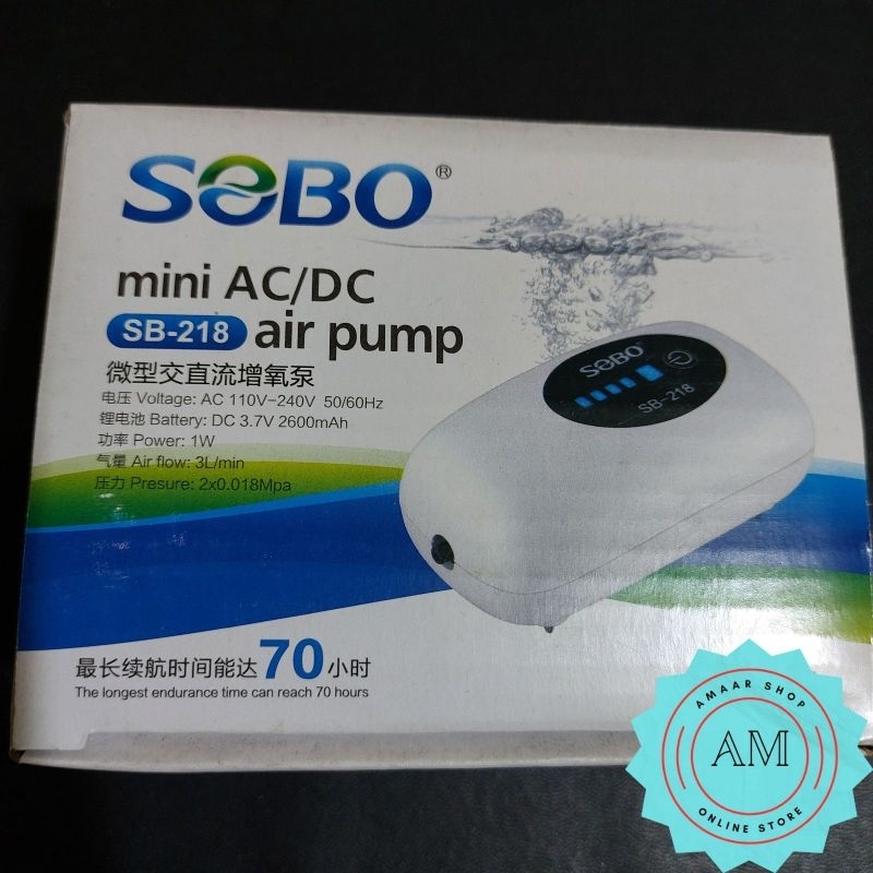 MESIN AERATOR ACDC SOBO SB-218 / SOBO POMPA UDARA AC DC AERATOR AQUARIUM SB 218 / MINI AC DC SOBO SB