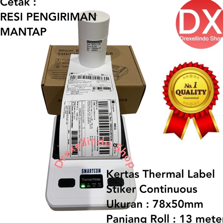 

FNM429 KODE 192 Kertas Thermal Label Stiker Continuous 78x5mm 13 meter