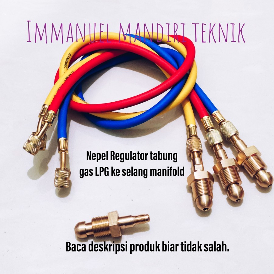 Nepel Regulator tabung gas LPG ke selang manifold