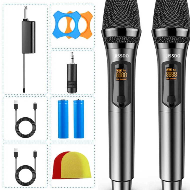SALE JISSDO Original Terbaik Microphone Karaoke Wireless Double Digital Murah Mic Wireless Microfon 
