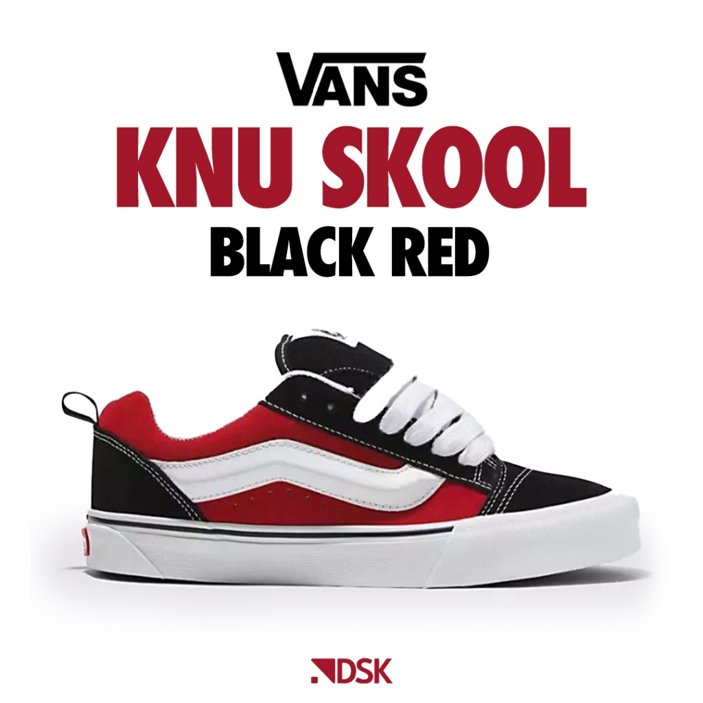Vans KNU Skool Black Red 100% Original Sneakers Casual Pria Wanita Sepatu Original Vans Sepatu Vans 
