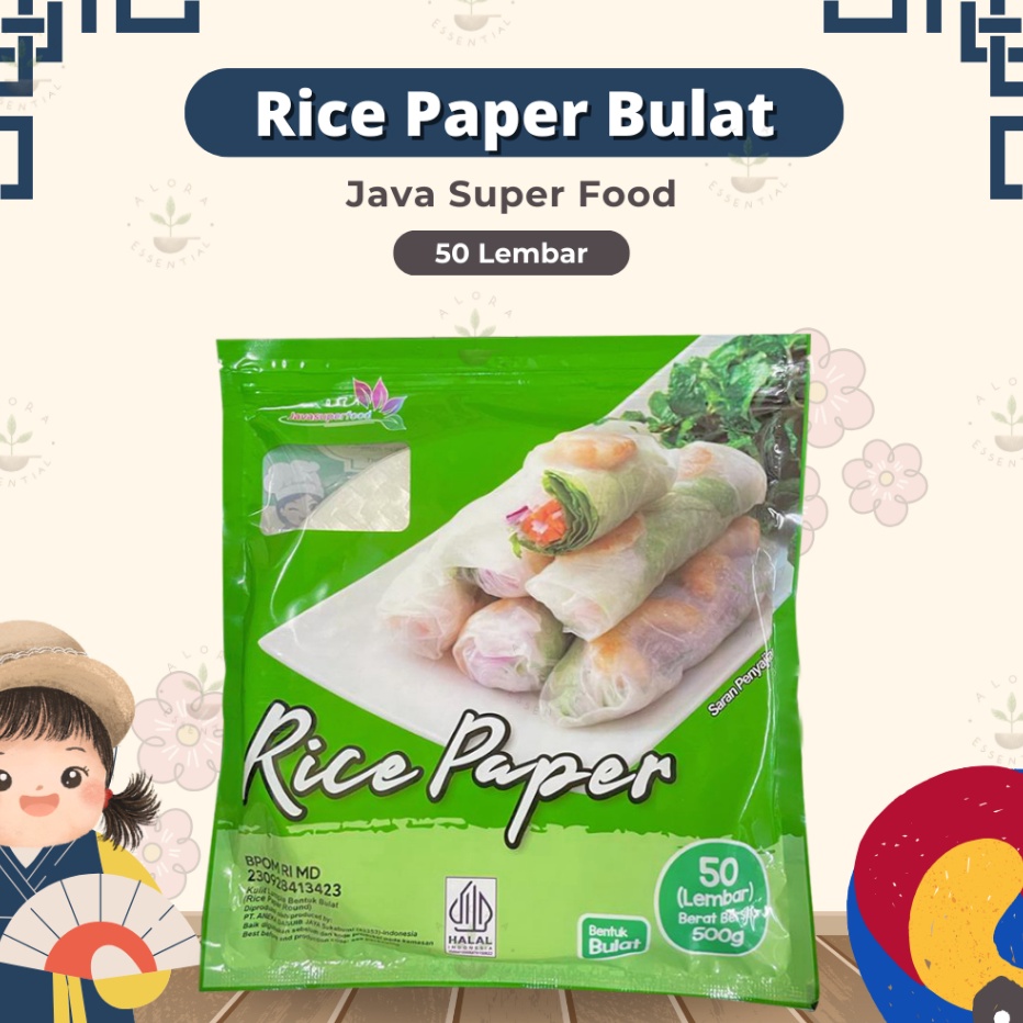

D2289 Java Rice Paper Bulat 5 lembar Banh Trang Rice Paper 22cm Kulit Lumpia Vietnam Rice Paper Rice roll spring roll Salad Wrap