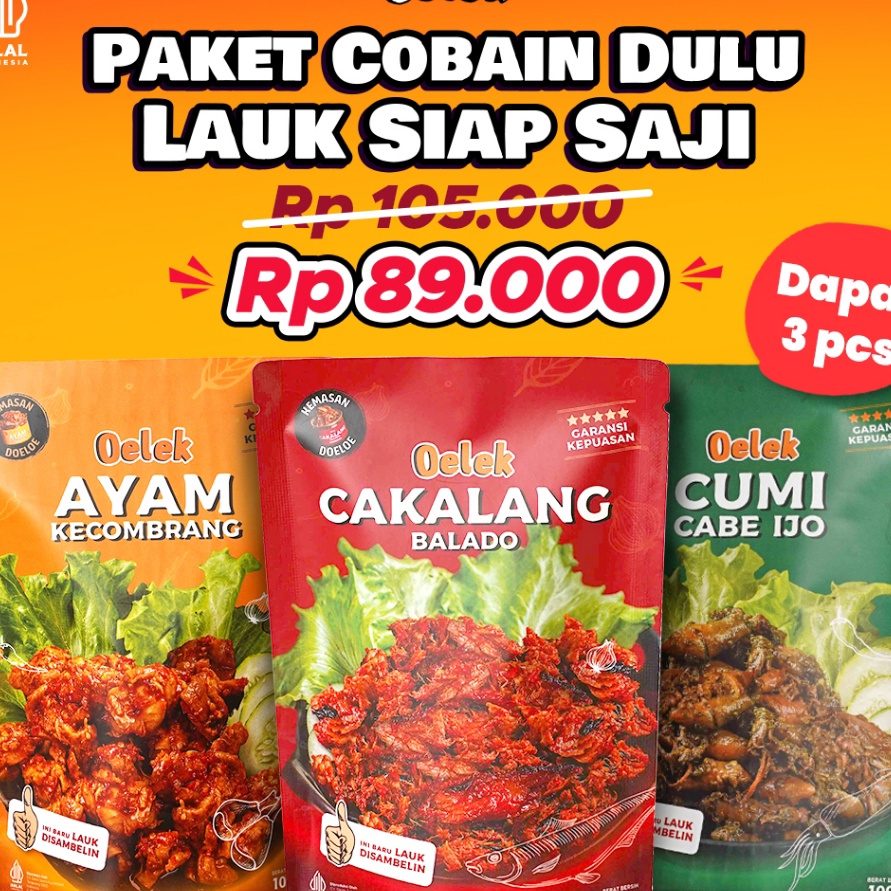 

XC26619 Oelek Paket Cobain Dulu Si Laoek Cakalang Balado Cumi Cabe Ijo Ayam Kecombrang Lauk Siap Saji