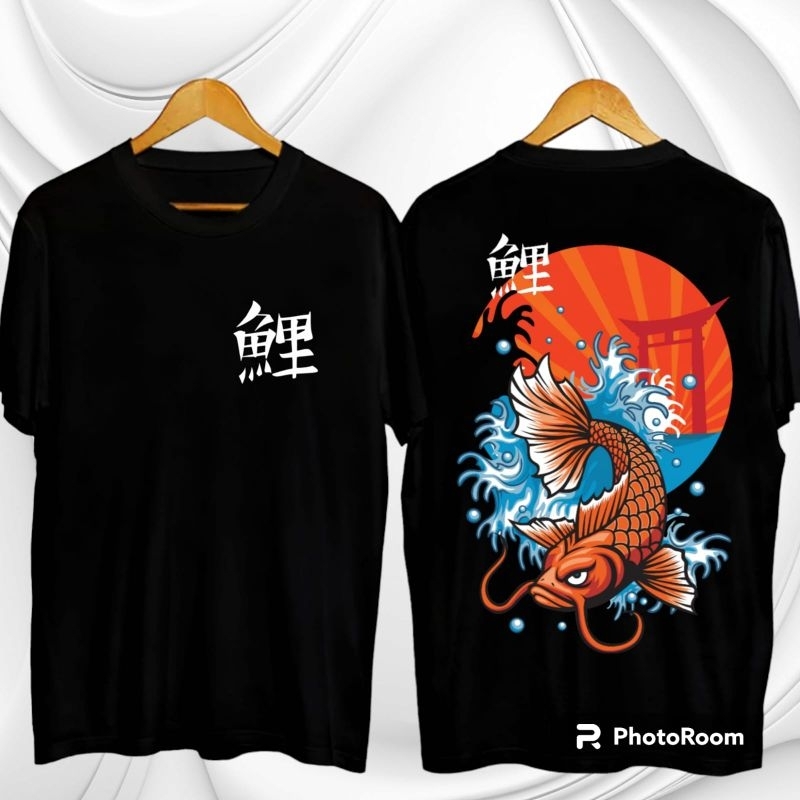 Kaos Ikan Koi / Kaos Pria Wanita / Kaos Hitam ikan koi