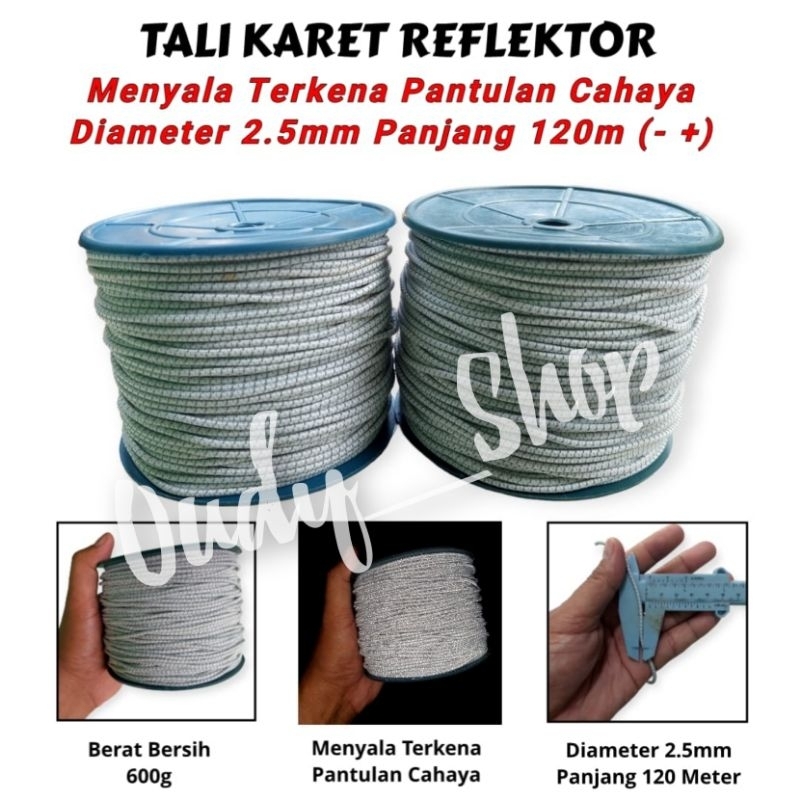 Tali Karet String Elastis Reflektif Reflektor 2mm 3mm Roll
