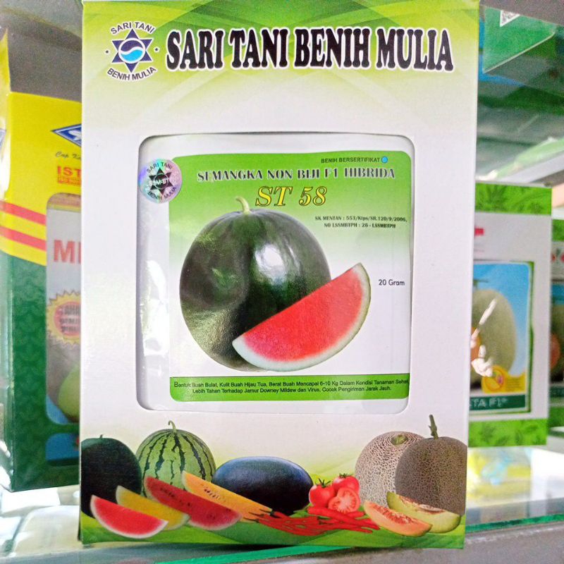 Benih Semangka Non Biji ST 58 F1 isi Kemasan F1 20 gram Kadaluarsa. 2026 Termurah Original (Perawata