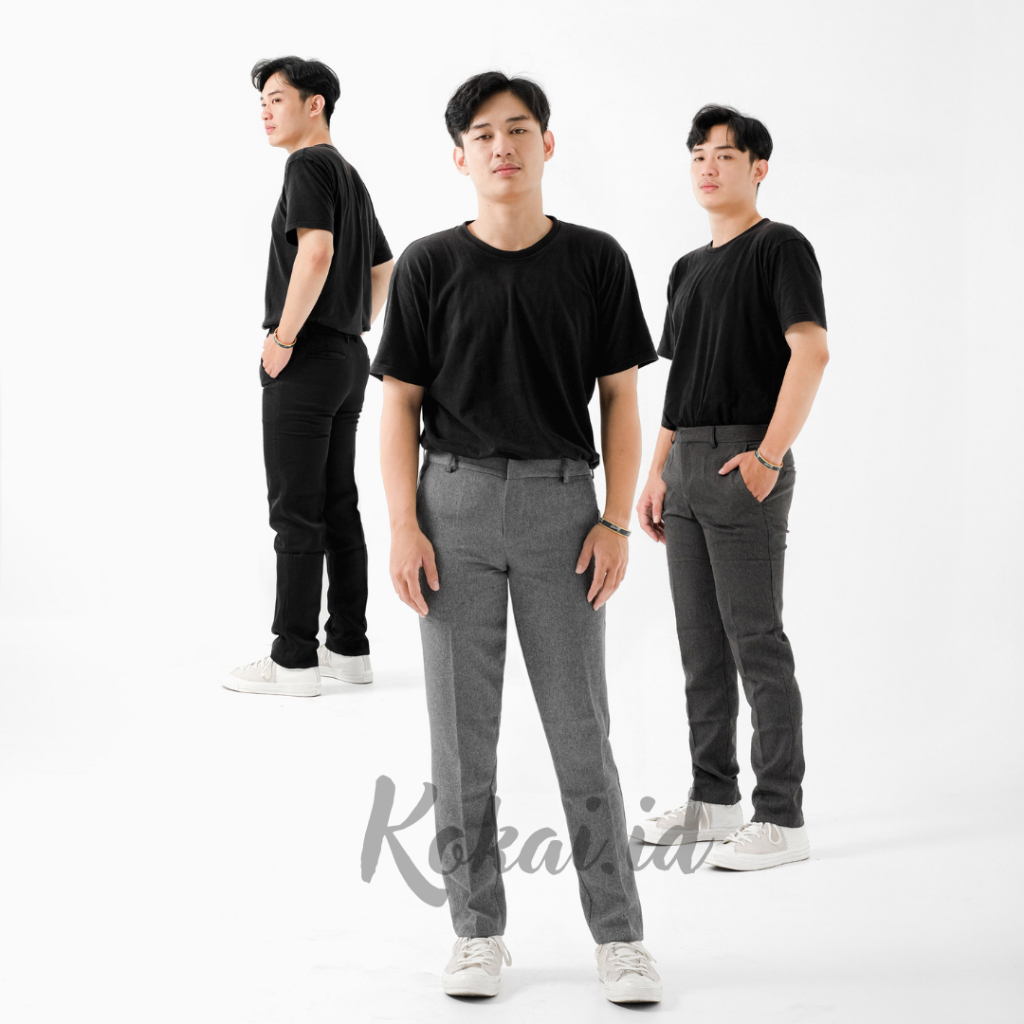 KOKAI Ankle Pants Celana Formal Pria Slim Fit Jumbo Big Size 38 39 40 41 42 44 Bahan Semi Woll Premi