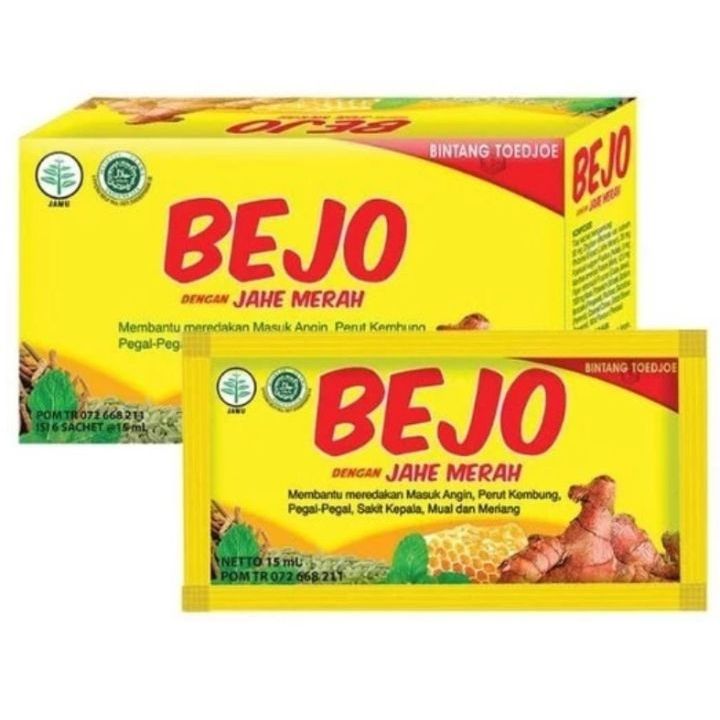 

Bejo Jahe Merah Box 6 Sachet 15 ML Cap Bintang Toedjoe / Obat Masuk Angin