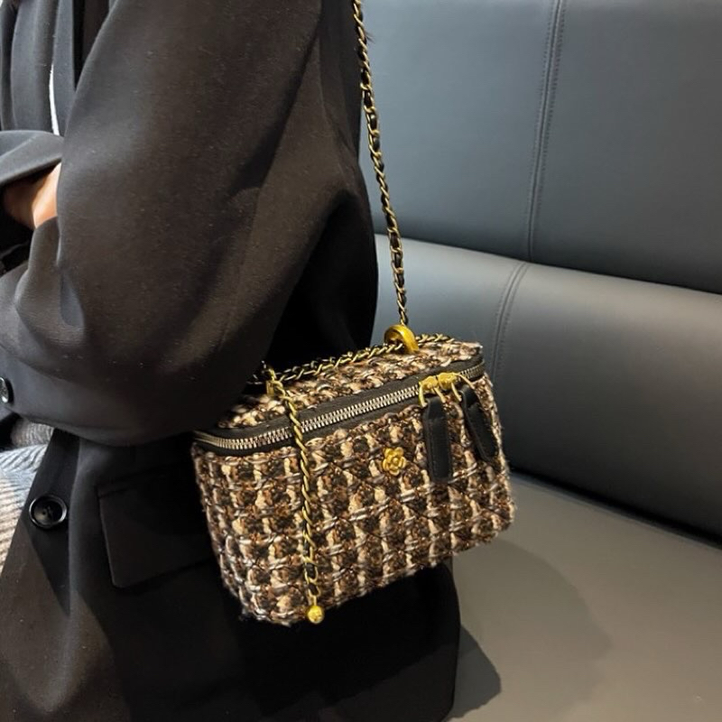 #AB88 - Tweed Square Bag | Tas Wanita Pesta Korea Kotak Mewah Selempang Rajut Fashion Ready Stock