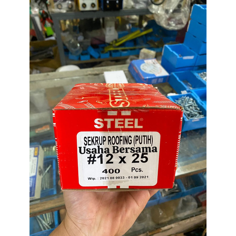 Sekrup Roofing Putih #12 X 25 Drilling STEEL/PATTA