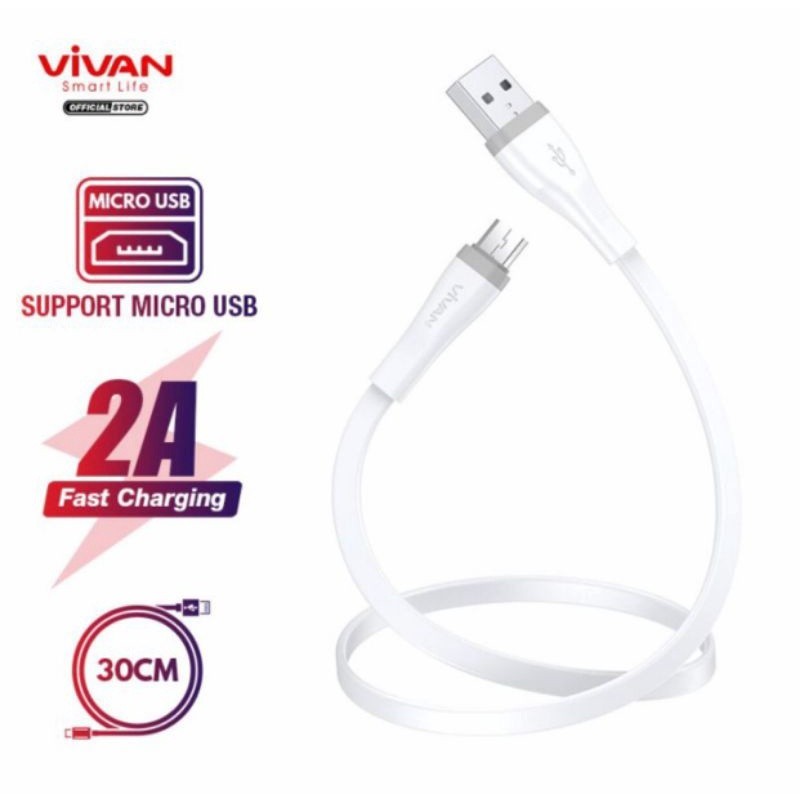 Kabel Data Micro USB 2A VIVAN SM30S/30cm SM100S/100cm SM200S/200cm
