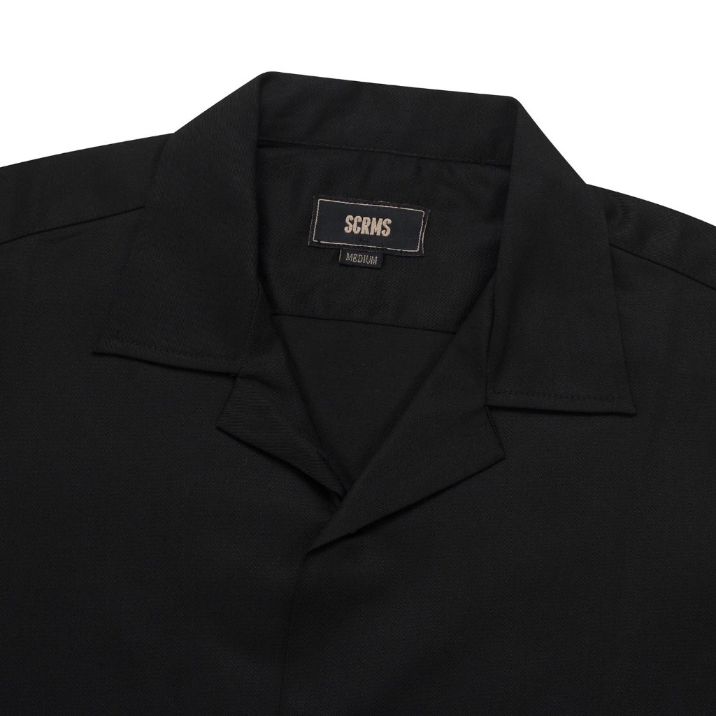 Screamous Kemeja Shortsleeve Shirt Open Collar SADE BLACK