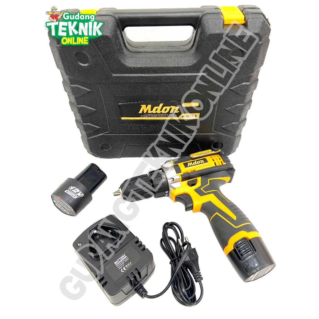 MDON Mesin Bor CORDLESS 10mm MDON 12V 12TS MDON / Mesin Bor Tangan Baterai Bor Kayu Besi 12TS 12 Vol