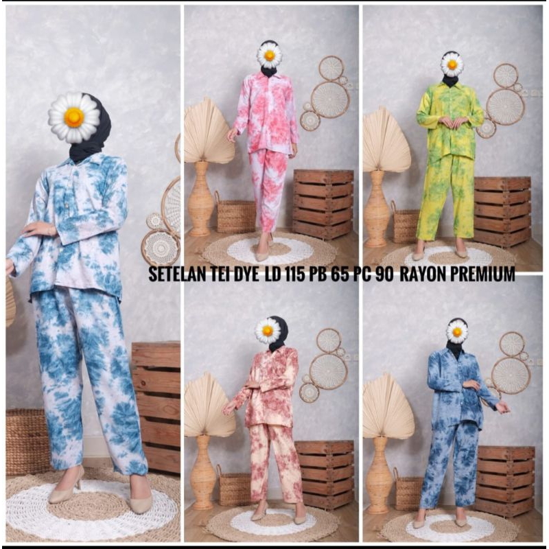 setelan celana panjang wanita tie dye