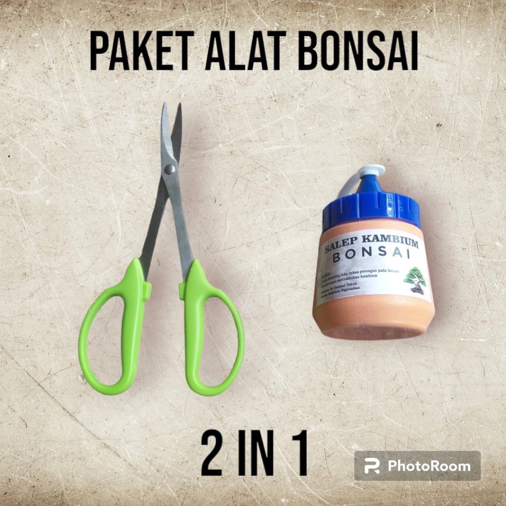 paket alat bonsai B salep kambium & gunting prunning bonsia hijau 2 in 1