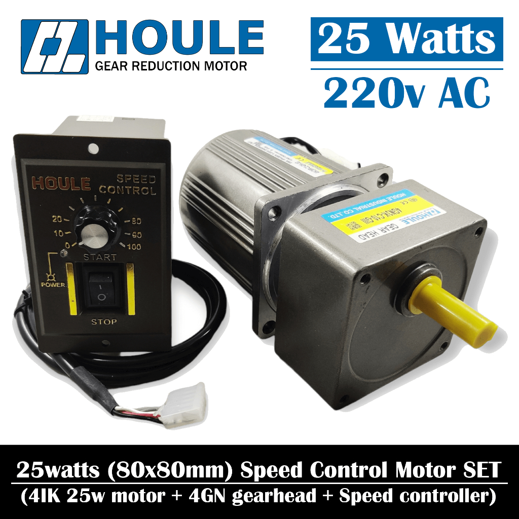 Houle Motor 25W 220v AC 4IK Variable Speed Control Motor Gearbox Set 1 Phase 25watt Dinamo Induction