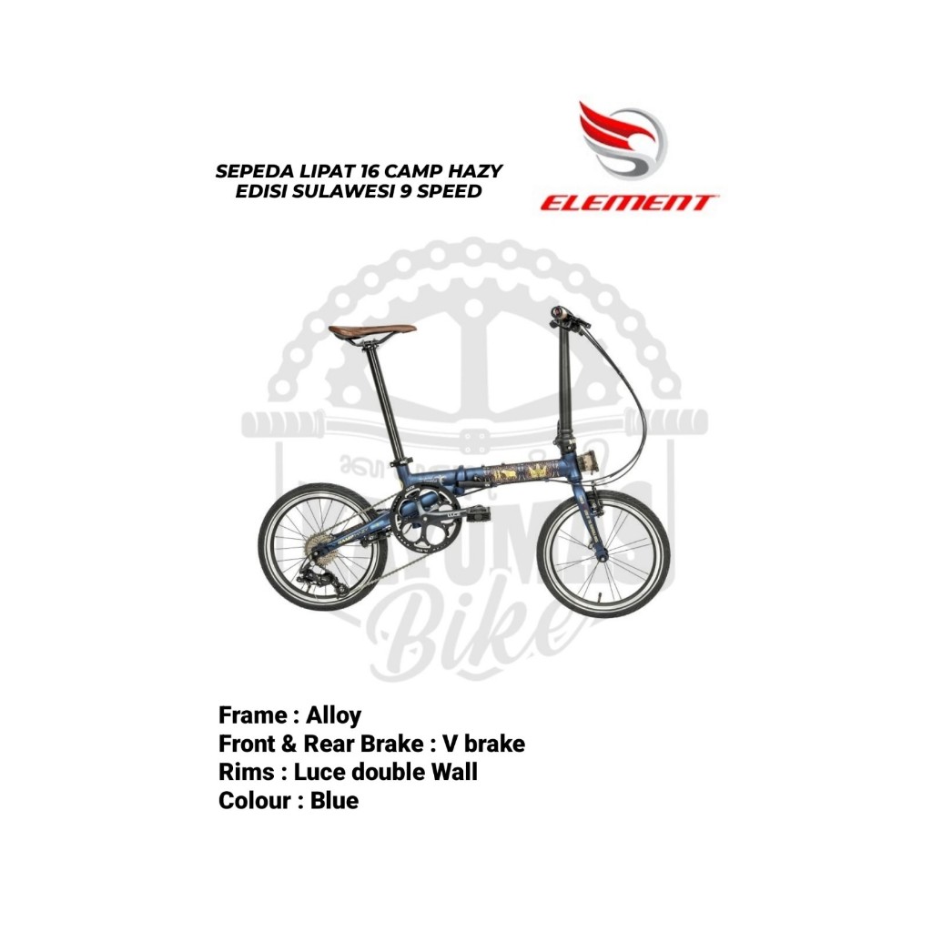 SEPEDA LIPAT 16 CAMP HAZY EDISI SULAWESI 9 SPEED FOLDING BIKE