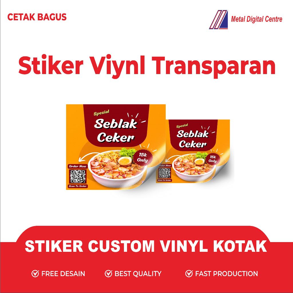 

Cetak Stiker VIYNL TRANSPARAN ( CUTTING KOTAK ) Cetak Stiker Label Kemasan Makanan Minuman Murah