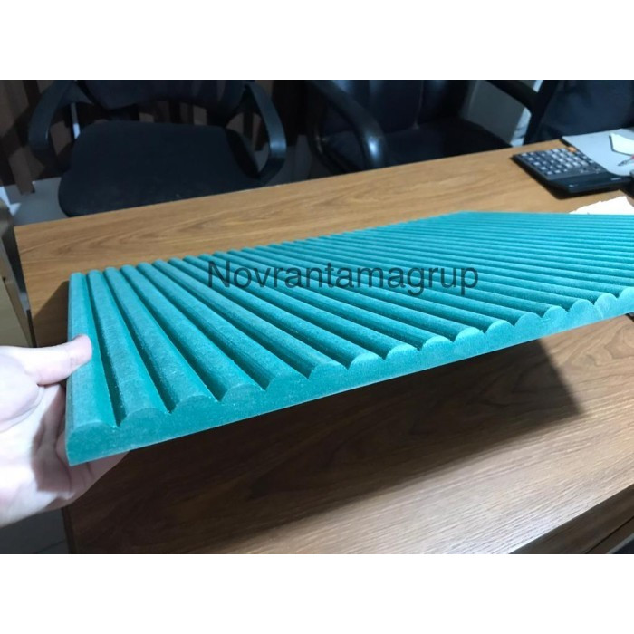 Wall Panel Dinding bahan HMR MDF Hijau 12mm 60x240cm Motif Flute Pensil, Wall Panel MDF Hijau