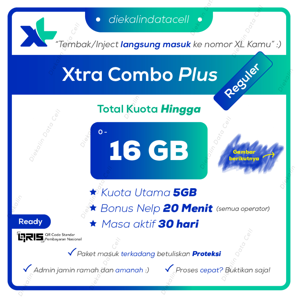 XTRA COMBO PLUS 5GB 30 HARI TEMBAK/INJECT XL Axiata Extra Combo Proteksi - Murah Ramah Amanah
