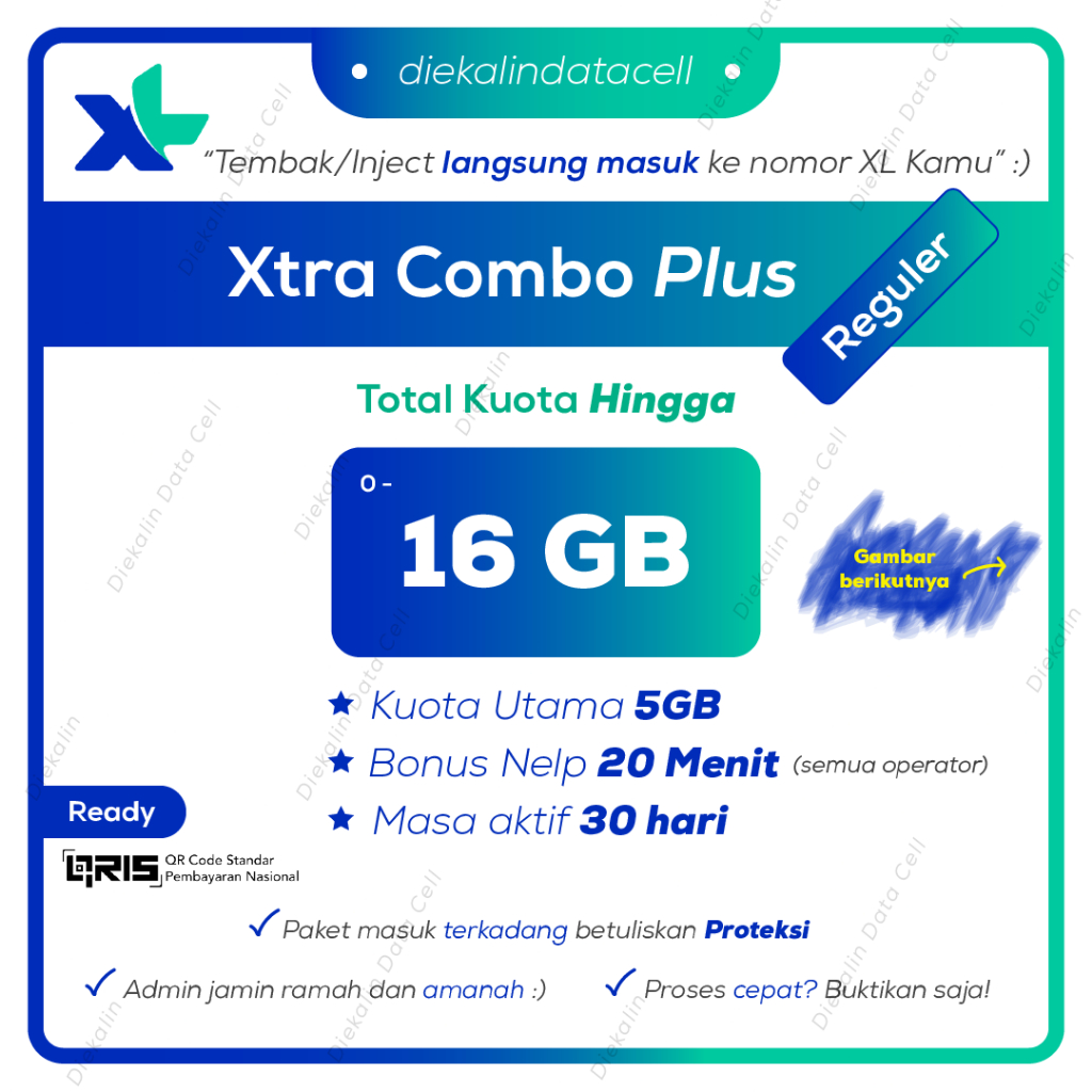 XTRA COMBO PLUS 5 GB dan 10 GB 30 HARI TEMBAK/INJECT XL Axiata Extra Combo Plus - Murah Ramah Amanah
