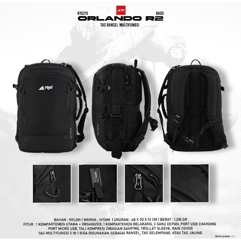 TAS MULTIFUNGSI ORLANDO R2 AREI OUTDOORGEAR | TAS RANSEL PRIA REI ORLANDO R2