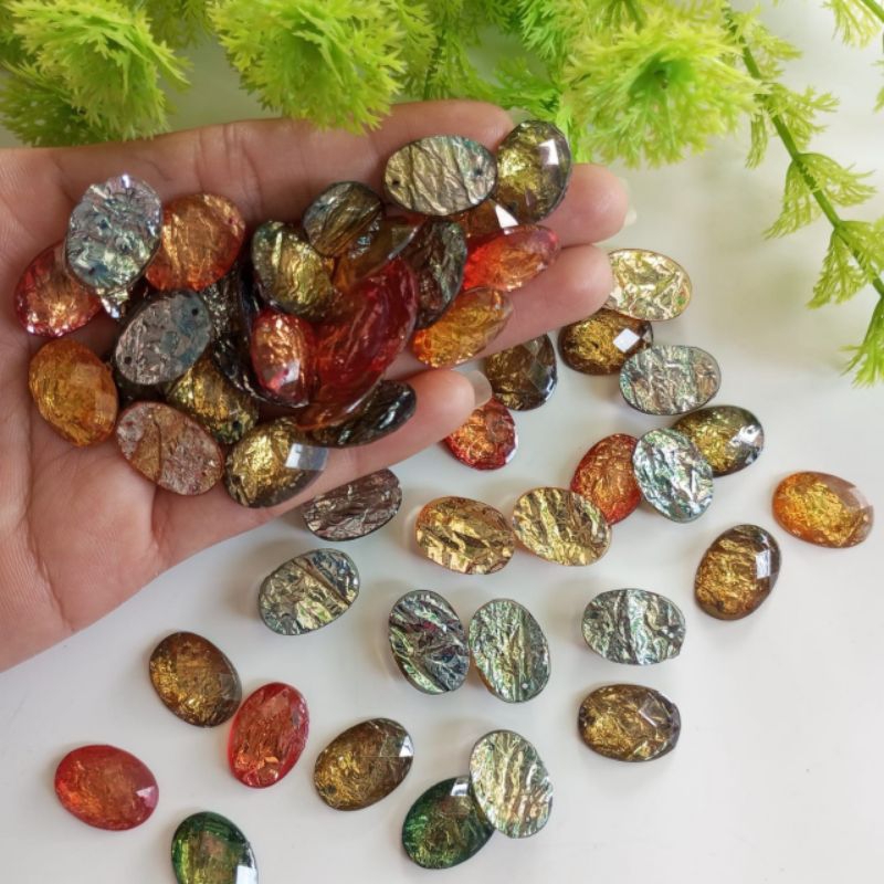 Manik Tempel Manik Mote Tempel Bahan DIY Craft Manik Batu Motif Kristal