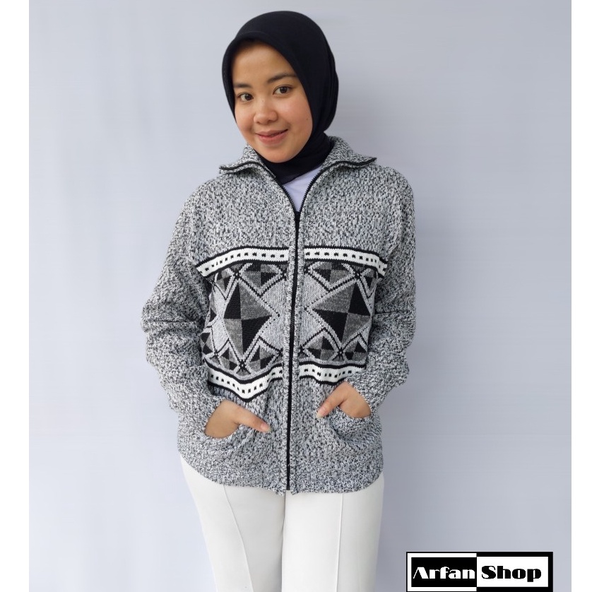 ART J34P Jaket Rajut Resleting Leher Tinggi Tebal Premium Pria Wanita  Sweater Knit Zipper Turtlenec