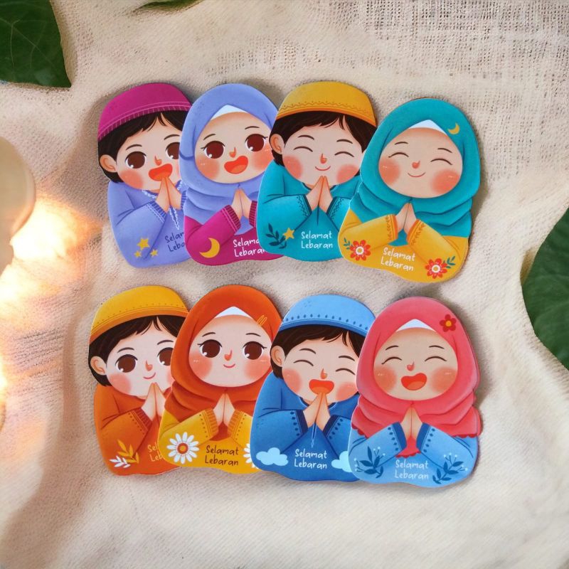 

Angpau Lebaran mix 8 Karakter Anak Muslim Lucu Imut / Amplop Lebaran Unik